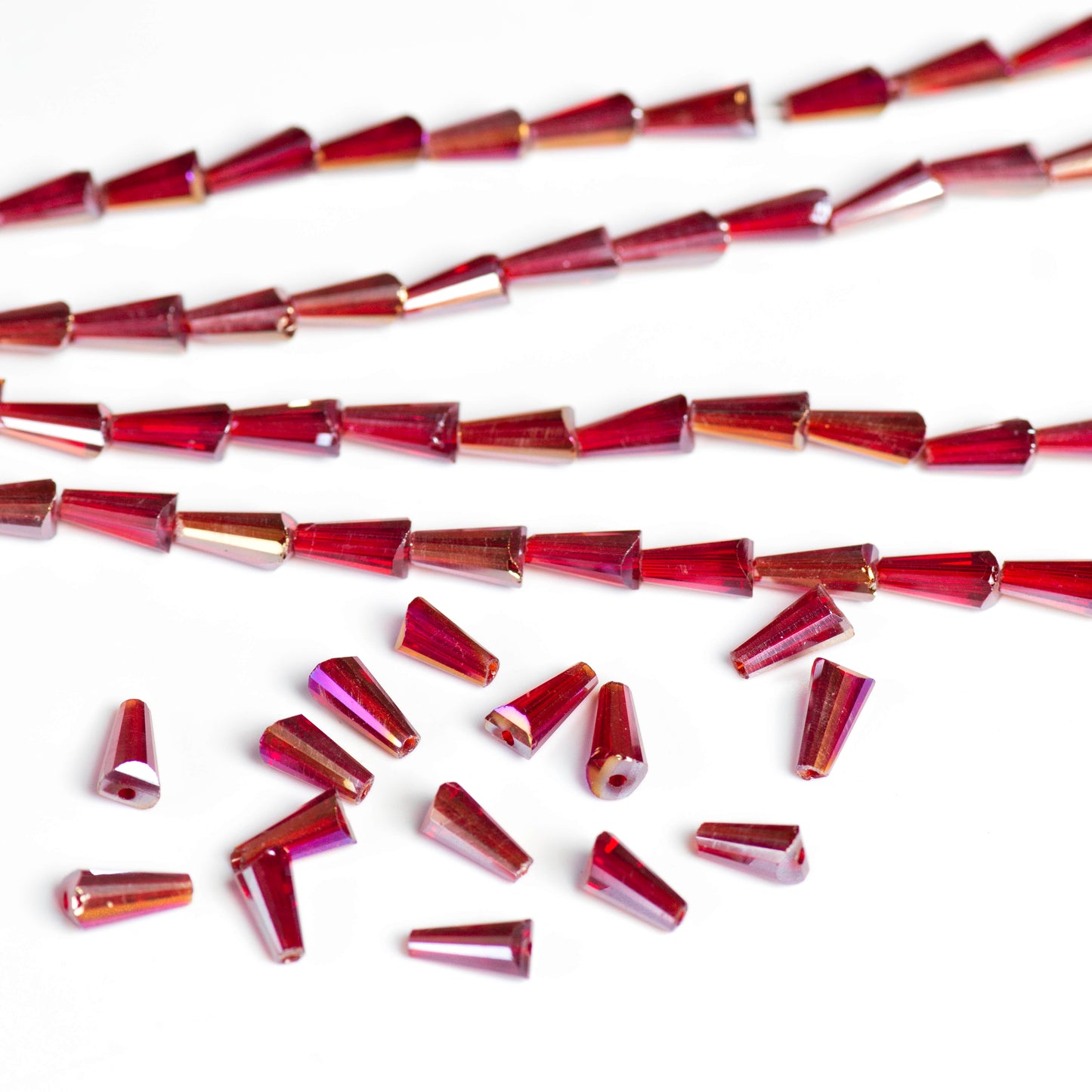Pencil Rainbow Beads | Size : 6*12 | Qty : 5 Line-approx 47 Beads perline | GB55