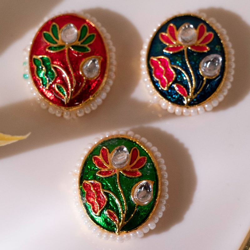 Meenakari Kundan Beads ( C-463 ) | Size : 23mm | 12 Pcs