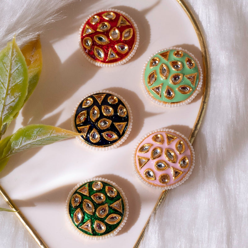 Meenakari Kundan Beads ( C-518 ) | Size : 24mm | 6 Pcs
