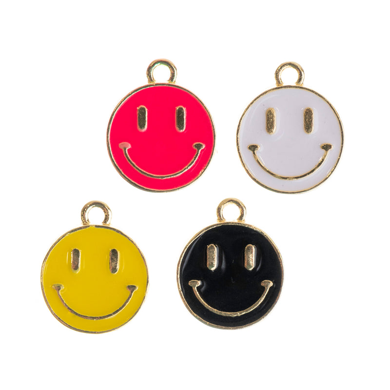 Smiley Enamel Charms Pendants | Size : 12mm | 10Pcs