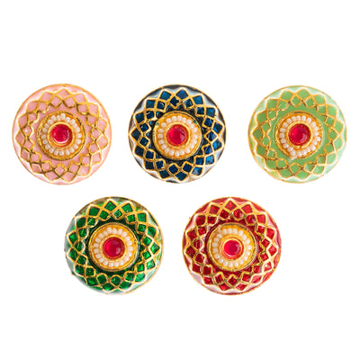 Meenakari Kundan Beads | Size : 22mm | 6Pcs ( C-602 )