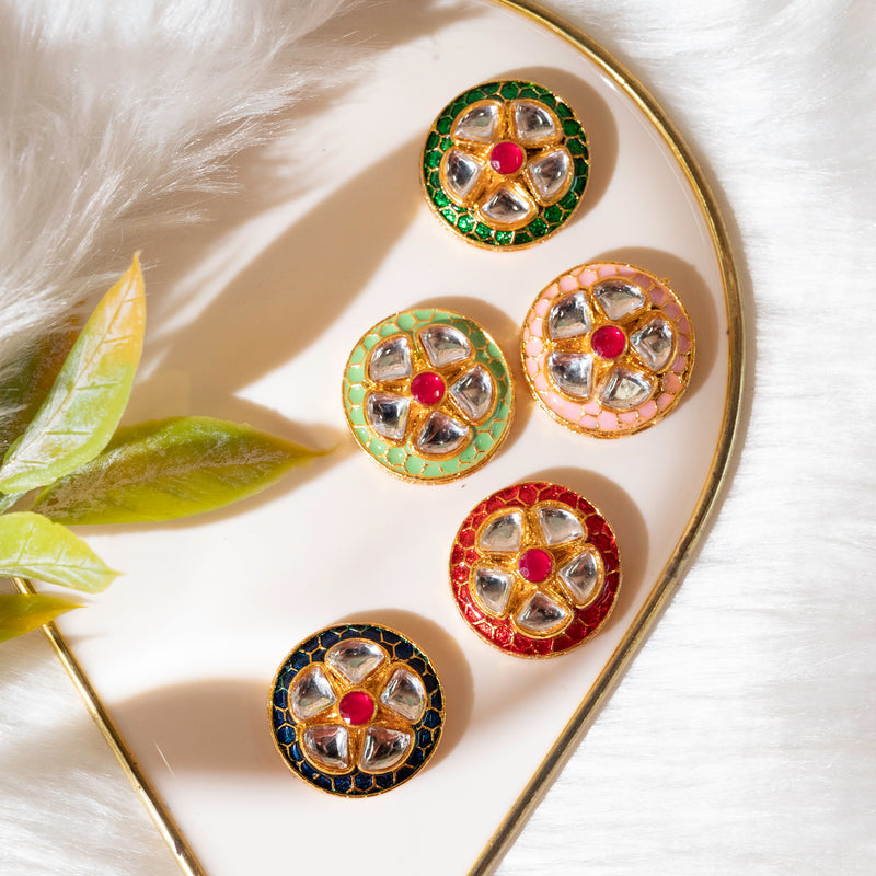 Meenakari Kundan Beads | Size : 22mm | 6Pcs ( C-611 )
