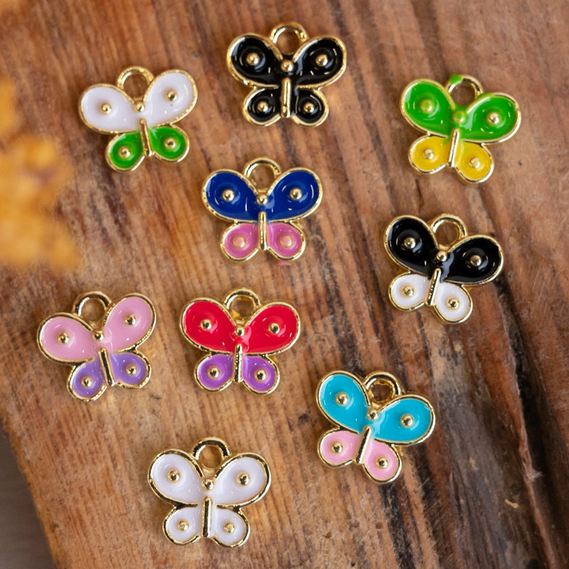 Butterfly Enamel Charms Pendants | Size : 10mm | 10Pcs