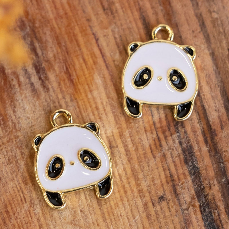 Small Panda Enamel Charms | Size : 10mm | 10Pcs