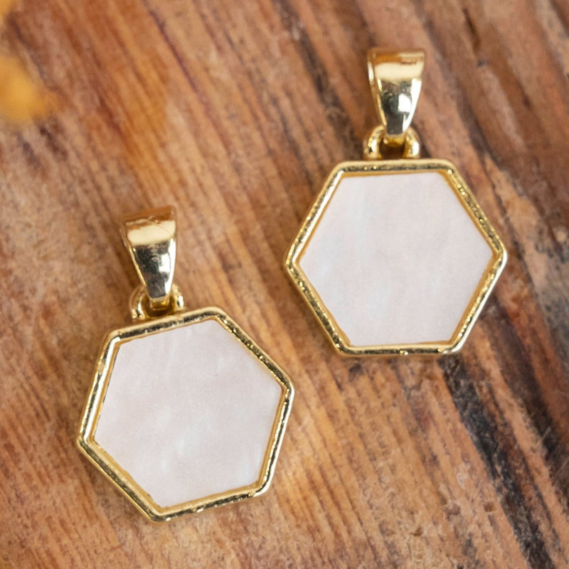 Hexagon Enamel Charms Pendants | Size : 13mm | 06Pcs