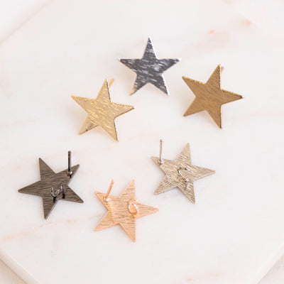 Star Shape Metal Base Earring Stud | Size : 17mm | 6 Pcs ( 3 Pair )