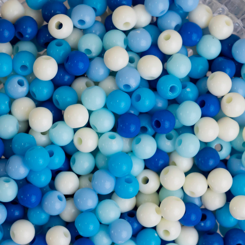 Blue Shade Round Pastel Plastic Beads