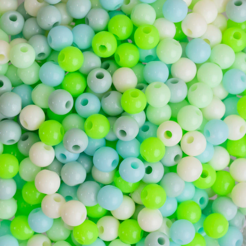 Green Shade Round Pastel Plastic Beads