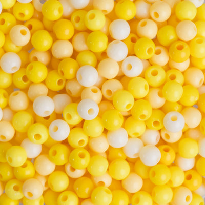 Yellow Shade Round Pastel Plastic Beads