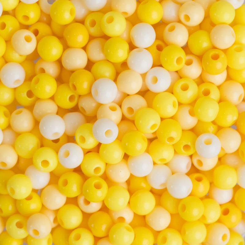 Yellow Shade Round Pastel Plastic Beads