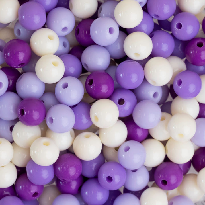 Purple Shade Round Pastel Plastic Beads | Size : 6mm, 8mm | PB124