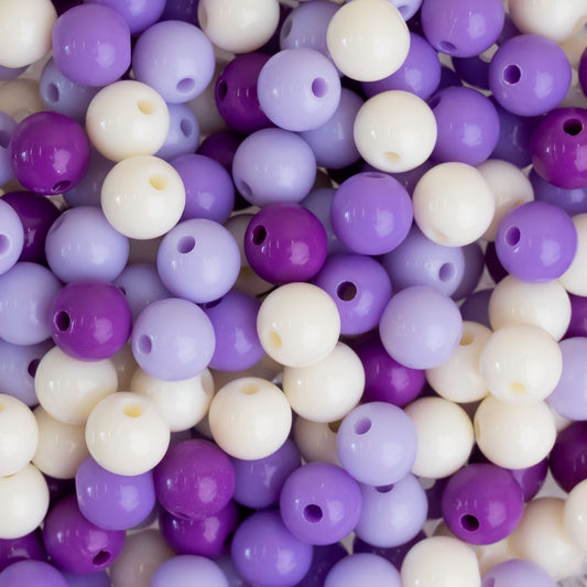 Purple Shade Round Pastel Plastic Beads | Size : 6mm,8mm| PB124