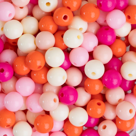 Pink Shade Round Pastel Plastic Beads | Size : 6mm, 8mm | PB126