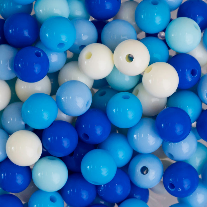 Blue Shade Round Pastel Plastic Beads