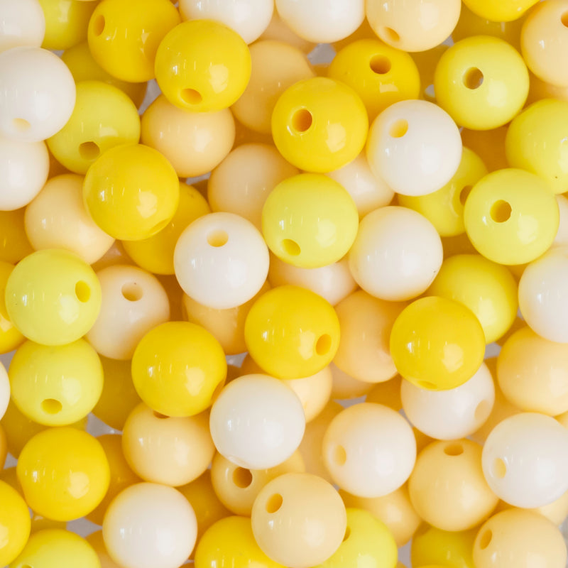 Yellow Shade Round Pastel Plastic Beads
