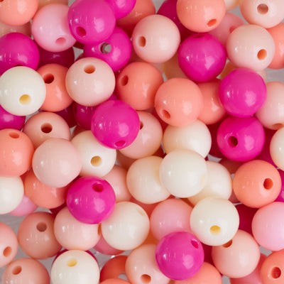 Pink Shade Round Pastel Plastic Beads