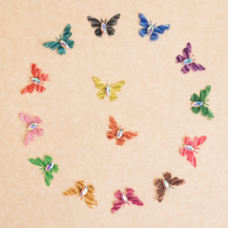 Fabric Butterfly | Size : 25MM | 50 PCS