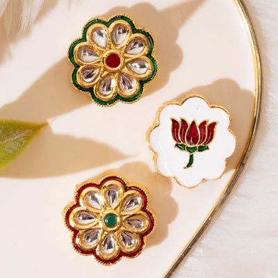 Meenakari Kundan Beads  | Size : 25mm | 04Pcs