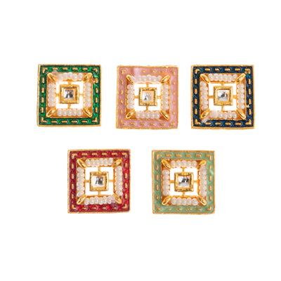 Meenakari Kundan Beads | Size : 14mm | 12Pcs