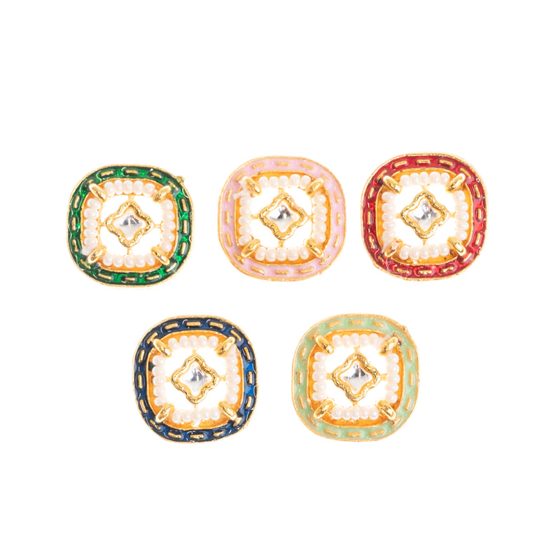 Meenakari Kundan Beads | Size : 14mm | 12Pcs
