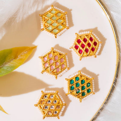 Meenakari Kundan Beads | Size : 20mm | 12Pcs