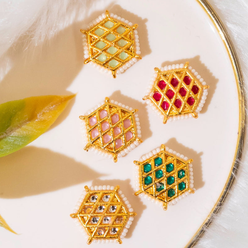 Meenakari Kundan Beads | Size : 20mm | 12Pcs