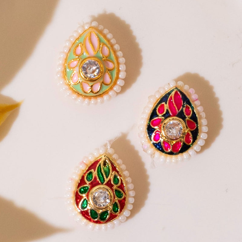 Meenakari Kundan Beads | Size : 15mm | 12Pcs