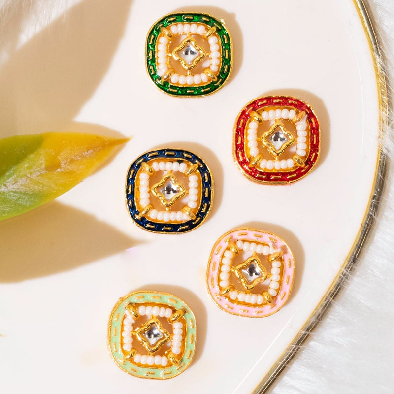Meenakari Kundan Beads | Size : 14mm | 12Pcs