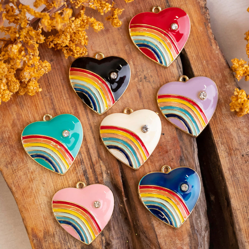 Rainbow heart | Mix colour chams | 7 pcs