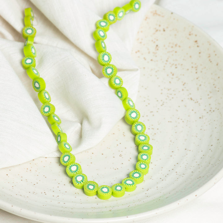 Kiwi Polymer Clay Fimo Beads | Size: 6mm (W) Thickness 2mm |  1string 40 PCS | FB09